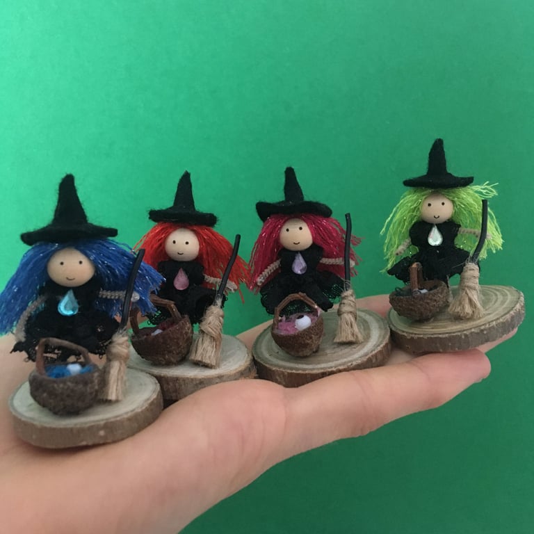 Very Tiny Witch Decorations, Halloween Witch Doll Ornaments, Autumn decorations