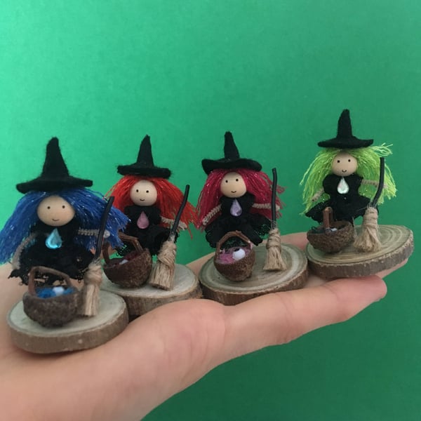 Very Tiny Witch Decorations, Halloween Witch Doll Ornaments, Autumn decorations