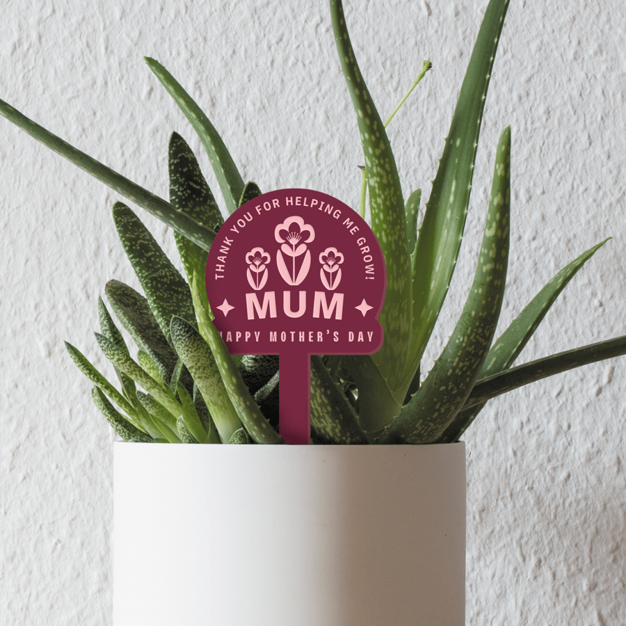 Helping Me Grow - Bold Flowers Plant Tag: Personalised Mother's Day Gift For Mum