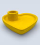 Candlestick - Yellow Heart Shaped Candle Holder and Trinket Dish