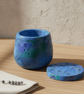 Purple, Green and Blue Marbled Jewellery Box – Handmade Trinket Pot with Lid