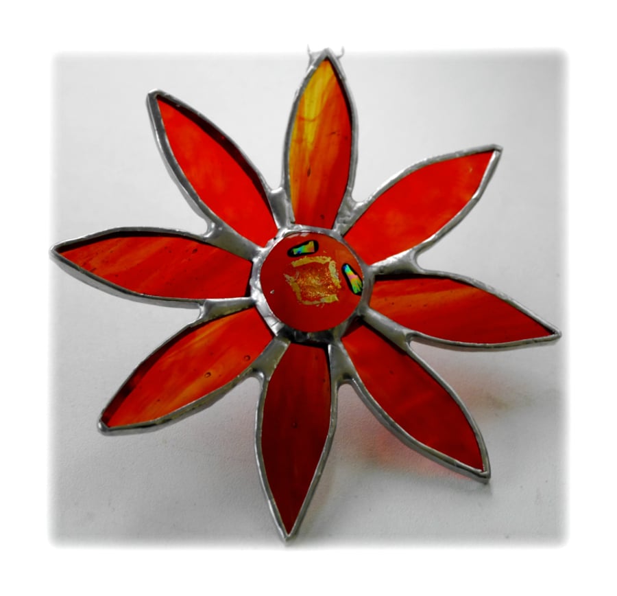 Gerbera Suncatcher Stained Glass Amber Flower 010