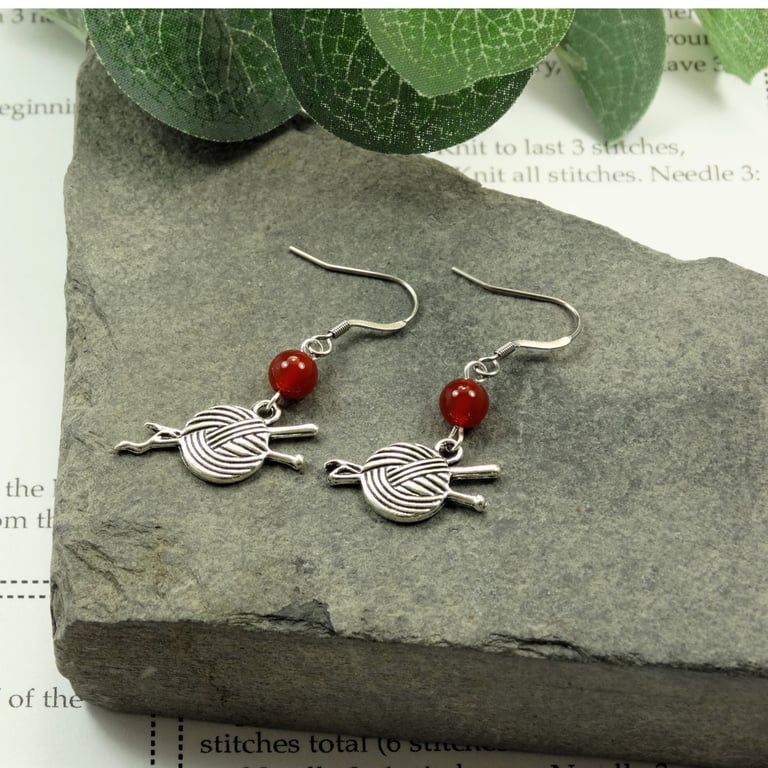 Yarn & Needles Carnelian Gemstone Silver Earrings