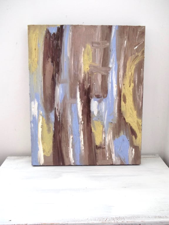 Abstract oil Painting, Blue Brown Gold Abstract Original Oil Painting