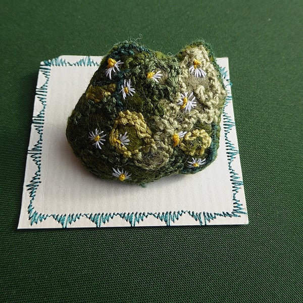 embroidered felted brooch