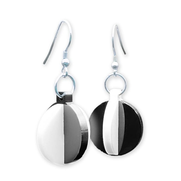 Handcrafted Minimalist Geometric Baubles Earrings in Black and White