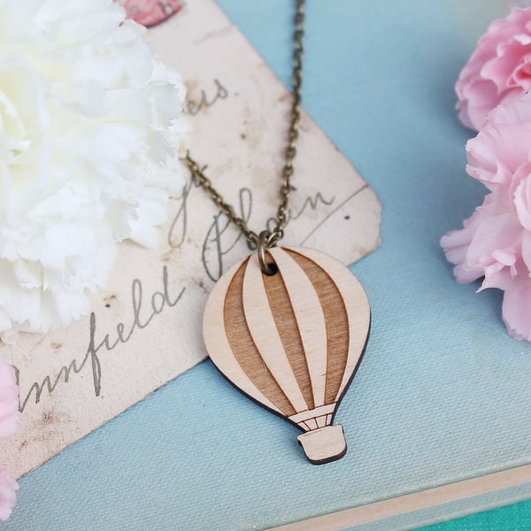 Wooden Hot Air Balloon Necklace