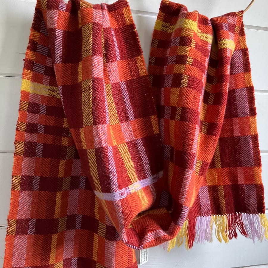 Autumn Musing vi - Contemporary Handwoven Lambswool Scarf - Long