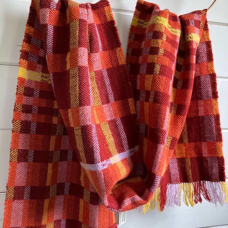 Autumn Musing 2 - Contemporary Handwoven Lambswool Scarf - Long