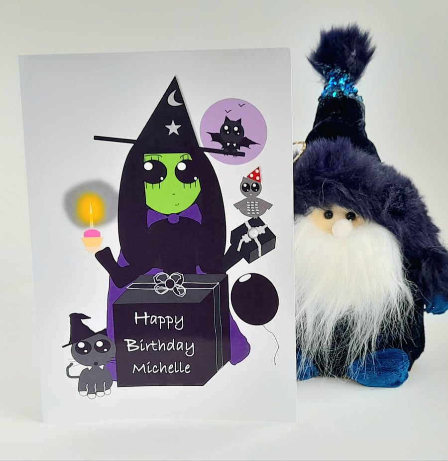 Personalised Witch Birthday Card