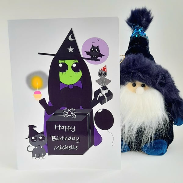 Personalised Witch Birthday Card