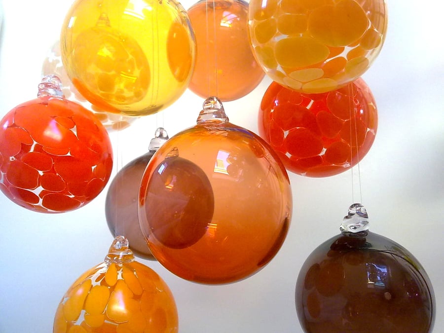 Tea, Warm Umber colour Hand Blown Glass Bauble, Christmas Decoration