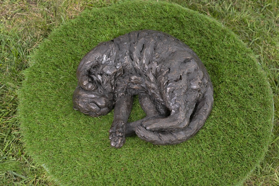 Curled Cat Animal Statue Large Bronze Resin Garden Sculpture