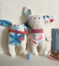 Cream Bunny with scarf, Handmade plushie bunny with a heart, nursery, Kawaii - Image 4