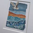 On Silent Wings - Original miniature collage. A5 Framed