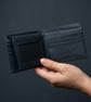 Black Full Grain Pebbled Leather Bifold Wallet ID Window Passcase Wallet UK - Image 2