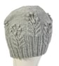 Hat with cables and bobbles in soft grey organic merino wool , slouchy cabled  - Image 2