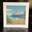 Eastbourne Pier Greeting Card - 8" x 8" Coastal Card - Blank Inside