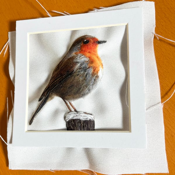 Robin, 3D fabric robin picture framed, gift, robin ornament