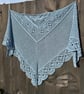 Blue grey alpaca rich lace triangle draping shawl  - Image 3