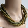 The Chunky Twist: felted cord necklace in shades of olive