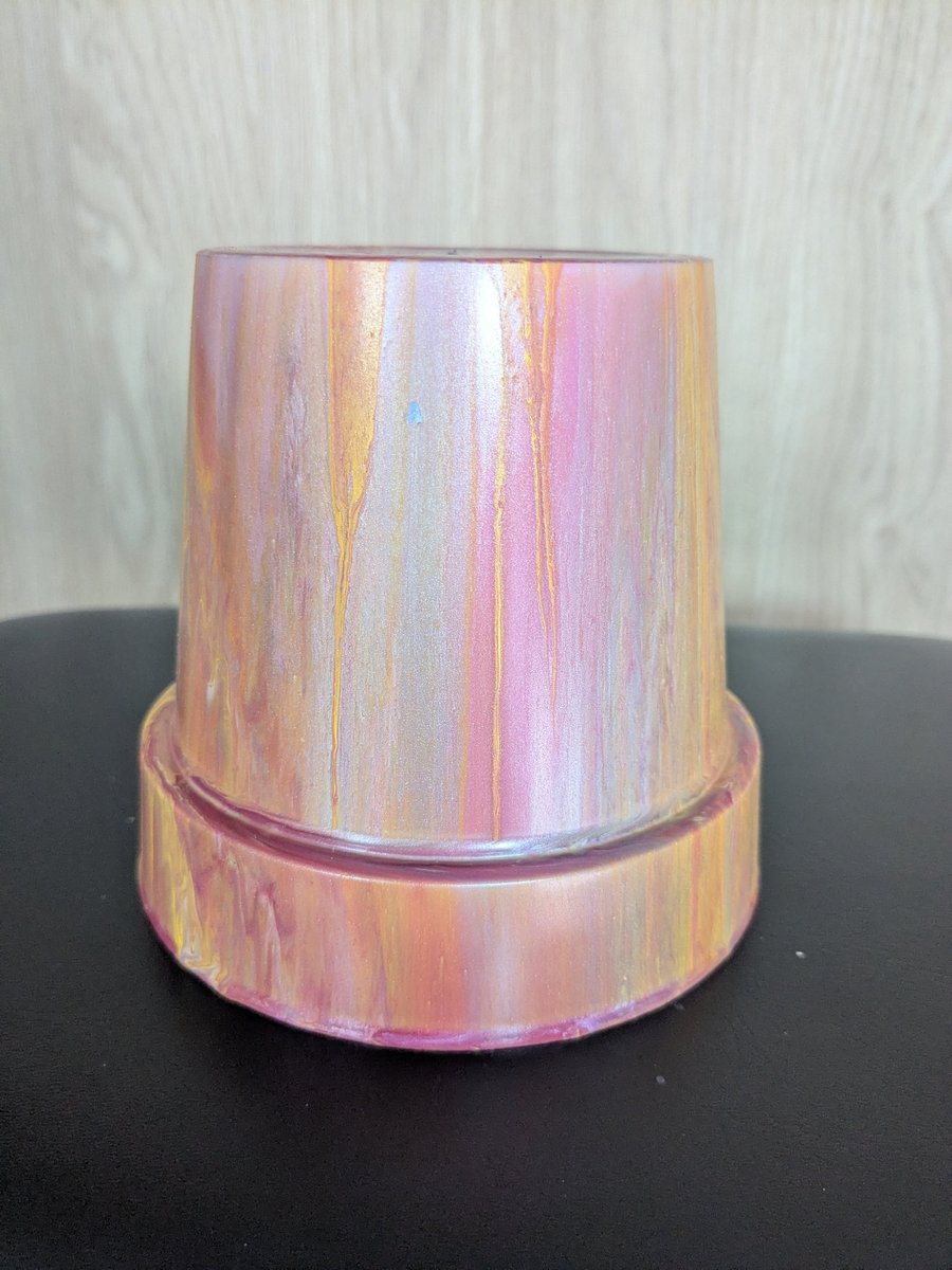 Spring Palette Acrylic Pour Decorated Plant Pot