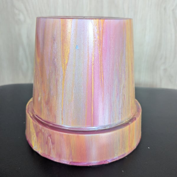 Spring Palette Acrylic Pour Decorated Plant Pot
