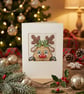 Handmade Reindeer Christmas Card, Hand Stitched Cross Stitch Holiday Card - Image 1