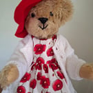 Miss Poppy  A Hand Sewn Mohair Bear For Remembrance Day
