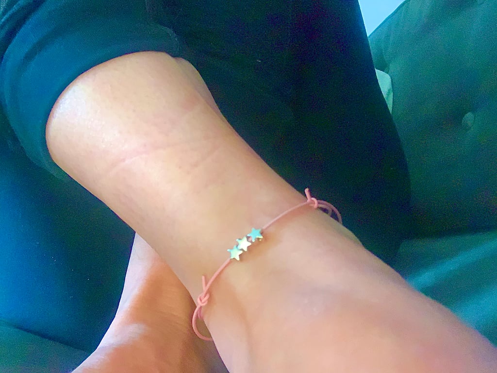 Pink Leather Anklet with Tiny Silver Stars.