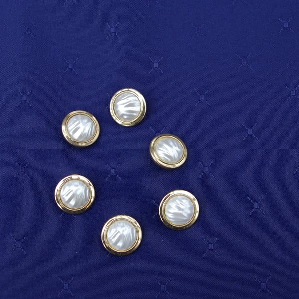 Buttons Six Vintage White and Gold Coloured Buttons