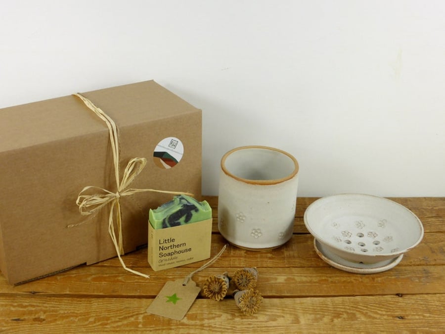 Gift Box - 3 Piece Buttercup Bathroom Set & Grizedale Handmade Soap
