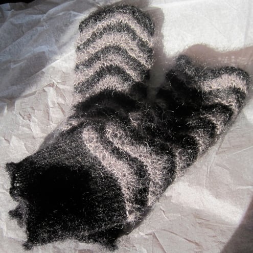 Silver Ripple wristwarmers