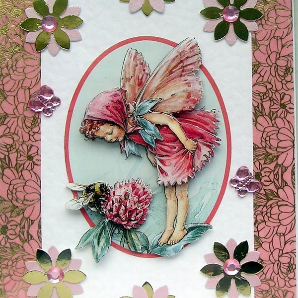 Fairy - Hand Crafted 3D Decoupage Greeting Card - Blank - 2896