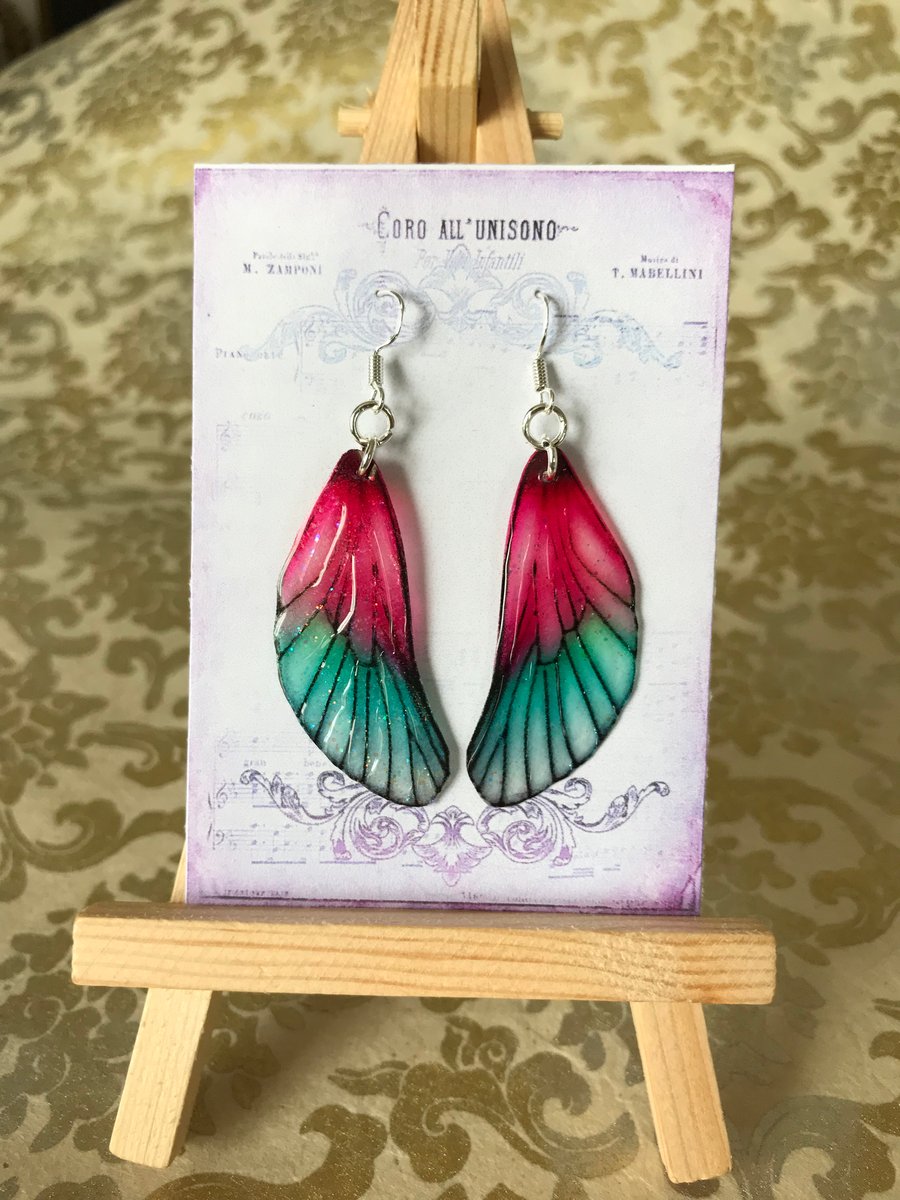 Pink Fairy Wing Sterling Silver Earrings
