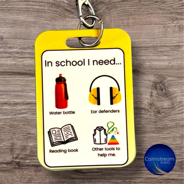 Yellow In School I Need PVC Communication Card SEN, Autism, ADHD Visual Support