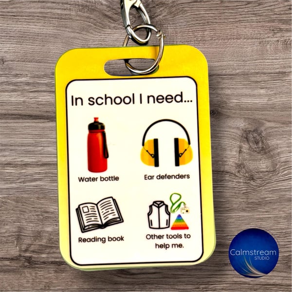 Yellow In School I Need PVC Communication Card SEN, Autism, ADHD Visual Support