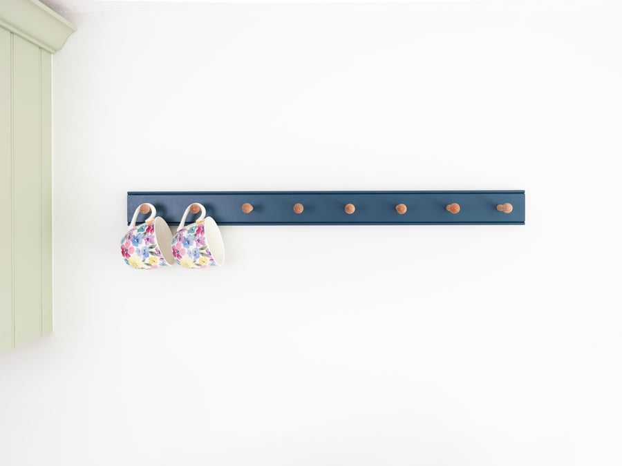 Shaker Peg Rail in Stiffkey Blue ,Mug Rack, Coat Hooks,Kitchen Peg Rail, Kitchen