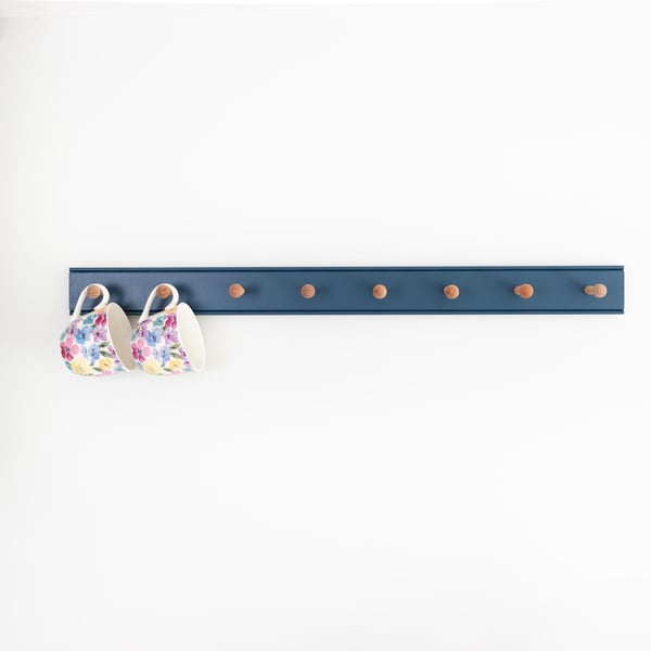 Shaker Peg Rail in Stiffkey Blue ,Mug Rack, Coat Hooks,Kitchen Peg Rail, Kitchen