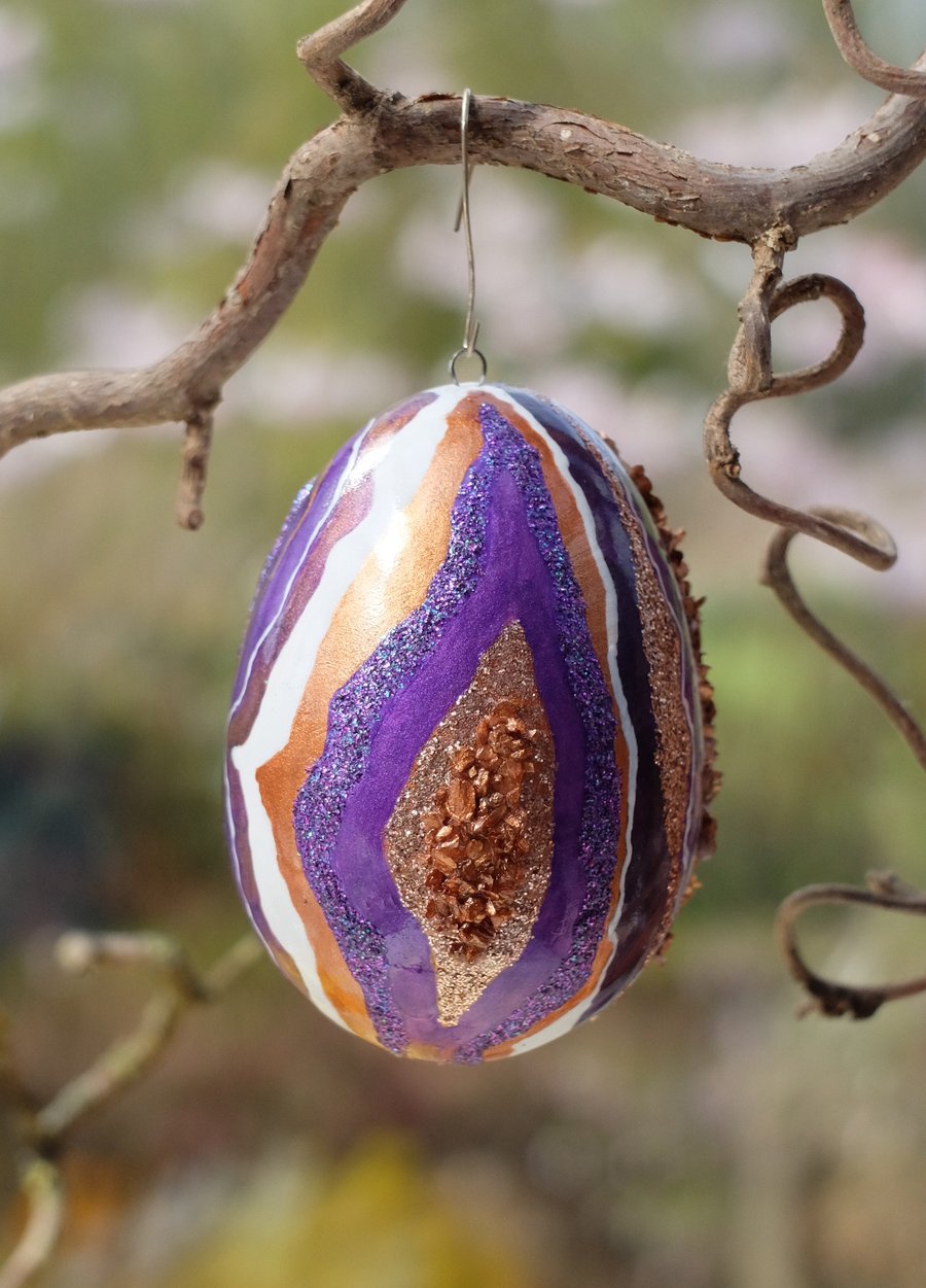 Geode art ceramic Easter egg hanging decoration