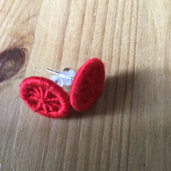Dorset Button Earrings, Scarlet