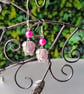 Tibetan Silver Happy Pig earrings. Pink