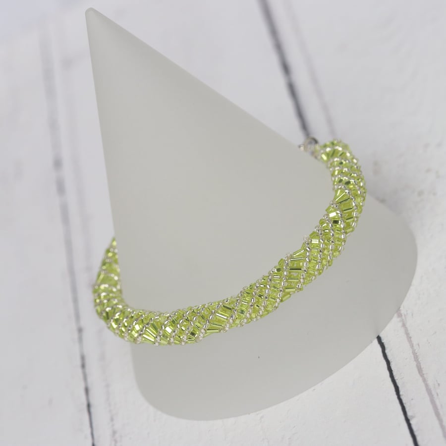 Russian Spiral Bracelet in Lime Green