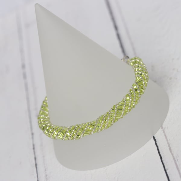 Russian Spiral Bracelet in Lime Green