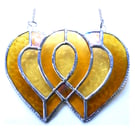Golden Wedding Anniversary Heart  Stained Glass Suncatcher Entwined