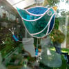 Stained Glass Funky Bird Suncatcher  - Turquoise  