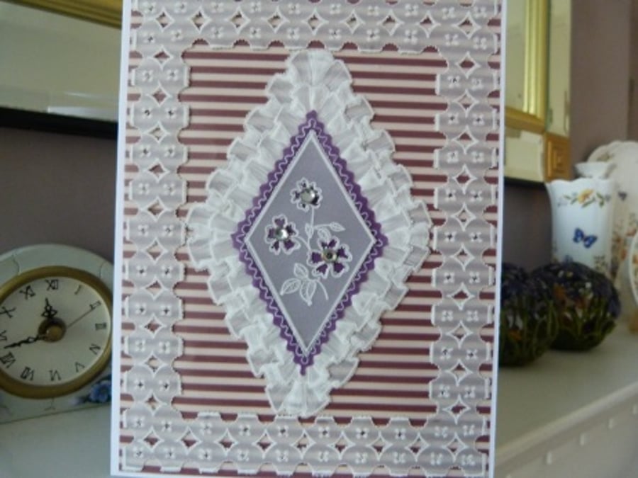 Frilly Diamond Parchment Birthday Card