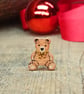 Personalised Christmas Teddy Bear Pin, Gold Bow, Handmade Christmas Gift