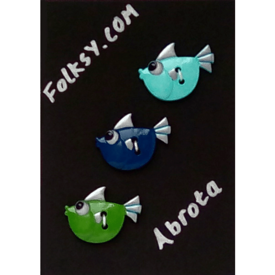 Fish buttons with hand painted details