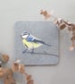 Blue-tit coaster, melamine, cork backed - Image 8